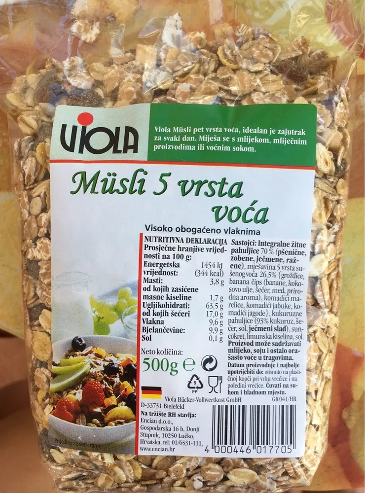 Müsli 5 vrsta voća