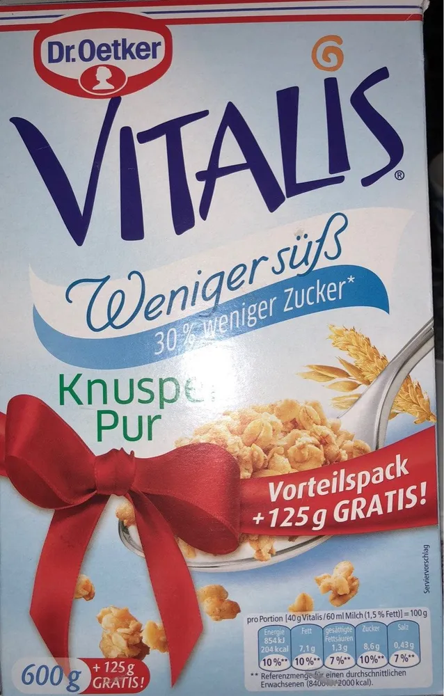 Dr. Oetker Vitalis Weniger Süß Knusper Pur, 725 G