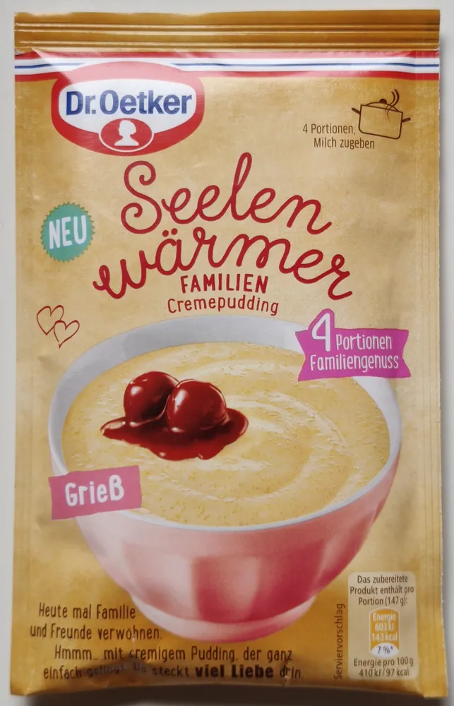 Seelenwärmer Cremepudding Grieß - 4 Portionen
