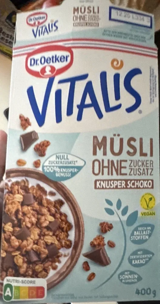 Vitalis Müsli Knusper Schoko ohne Zuckerzusatz