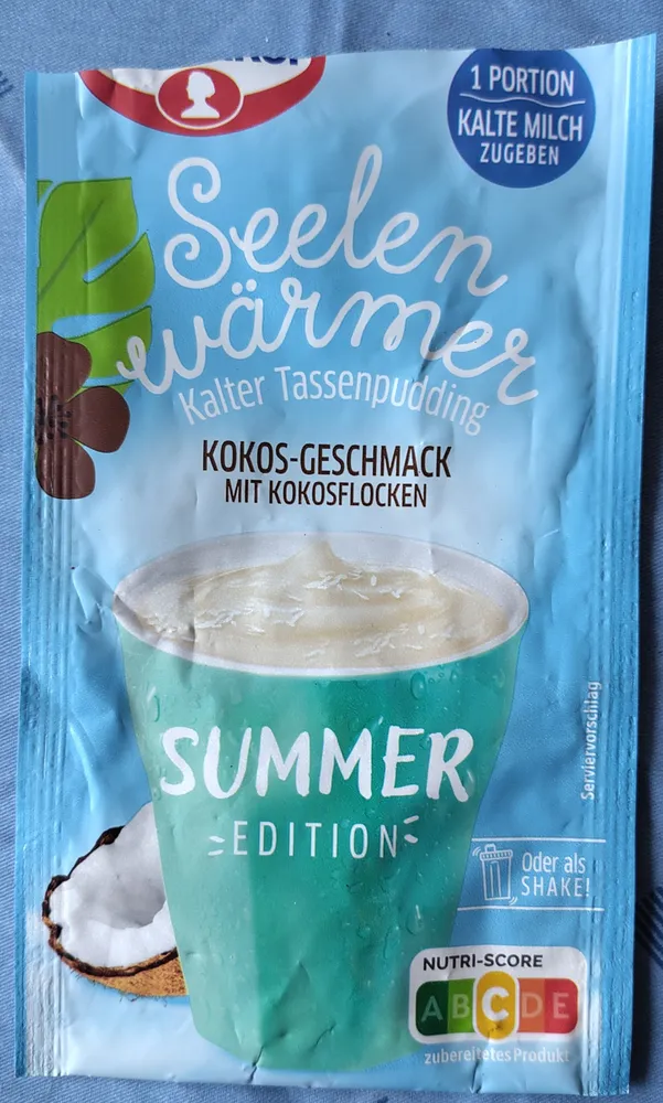 Seelenwärmer kalter Tassenpudding Kokos
