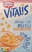 Vitalis Knuspermüsli Weniger Süß Knusper pur ohne Rosinen