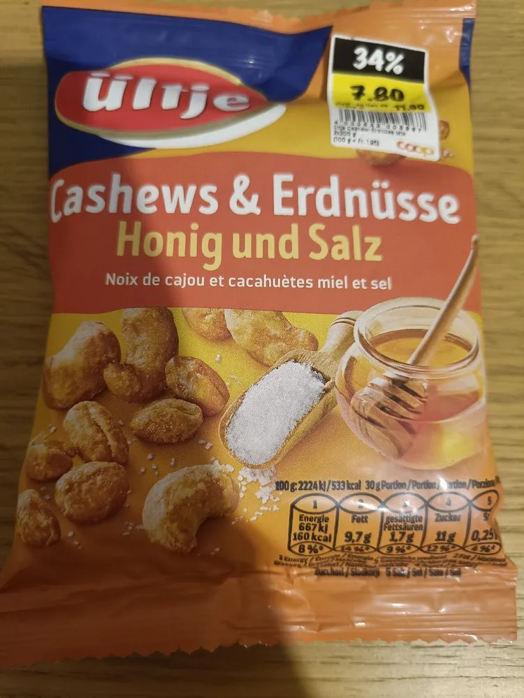 Cashews & Erdnüsse Honig und Salz