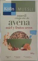 Muesli crujiente de avena miel y frutos secos