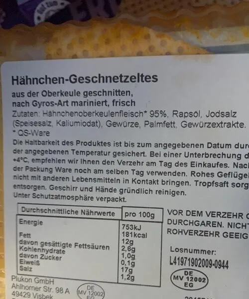 Hähnchengeschnetzeltes Gyros Art