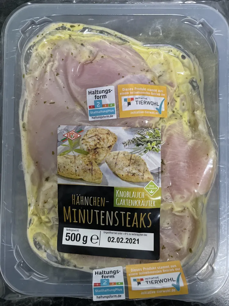 Hähnchenminutensteaks Knoblauch-Gartenkräuter