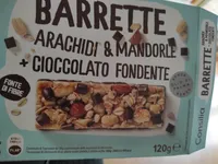 barrette con arachidi, cioccolato e mandorle