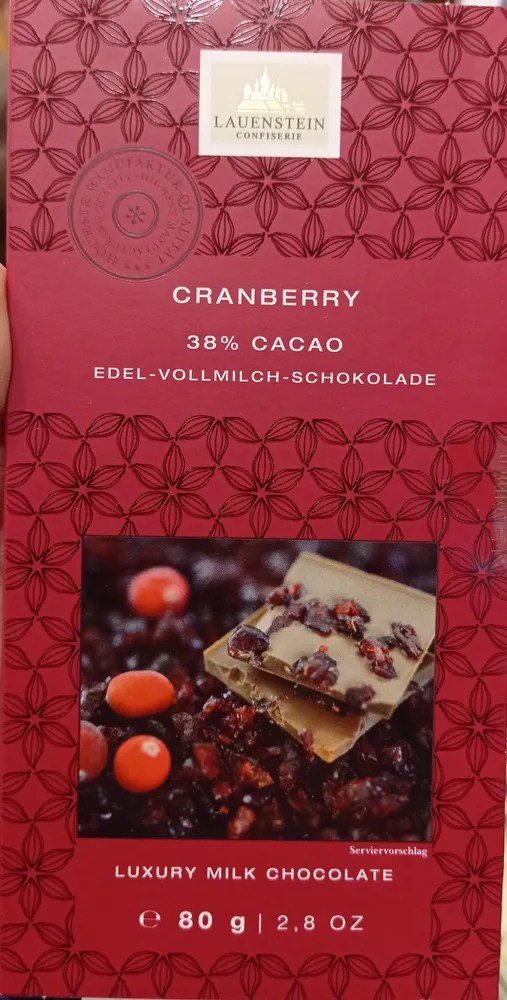 Cranberry Edel-Vollmilch-Schokolade 38%