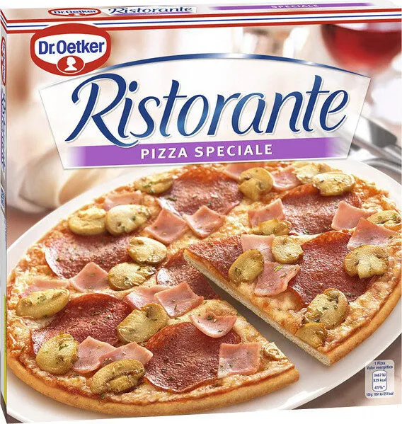 Speciale pizza con jamón salami y champiñones