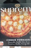 suprem CINQUE FORMAGGI Mozzarella, Cheddar blanc fumé, Provolone, Ricotta, Fromage Blanc