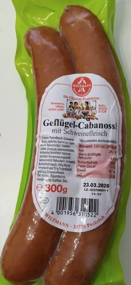 Geflügel-Cabanossi mit Schweinefleisch