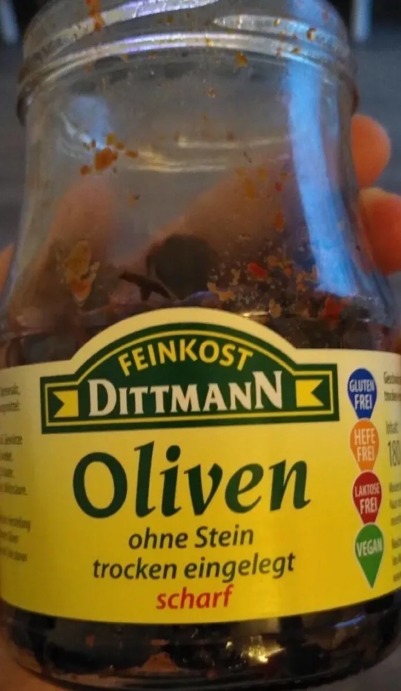 Oliven ohne Stein trocken eingelegt scharf