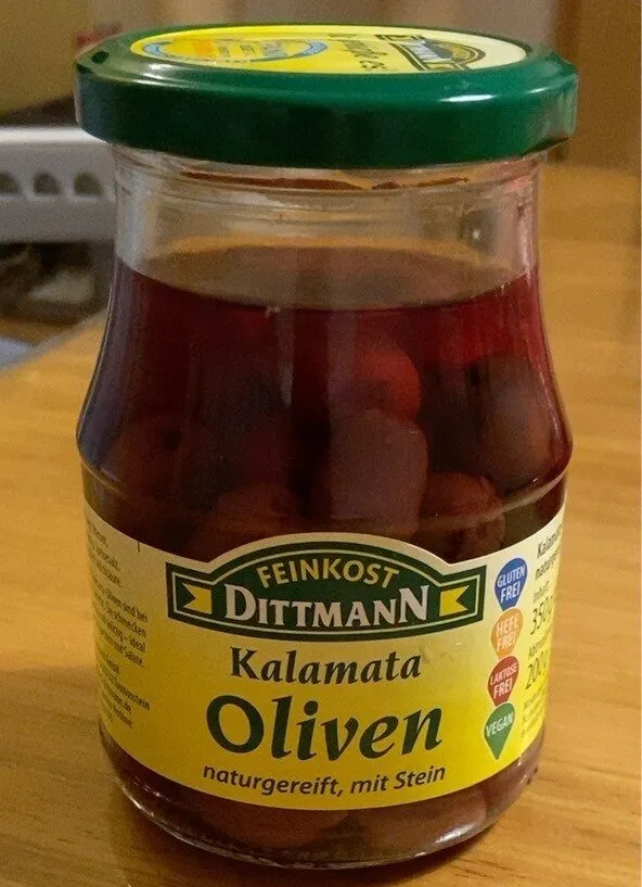 Kalamata Oliven naturgeteift mit Stein