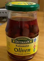 Kalamata Oliven naturgeteift mit Stein