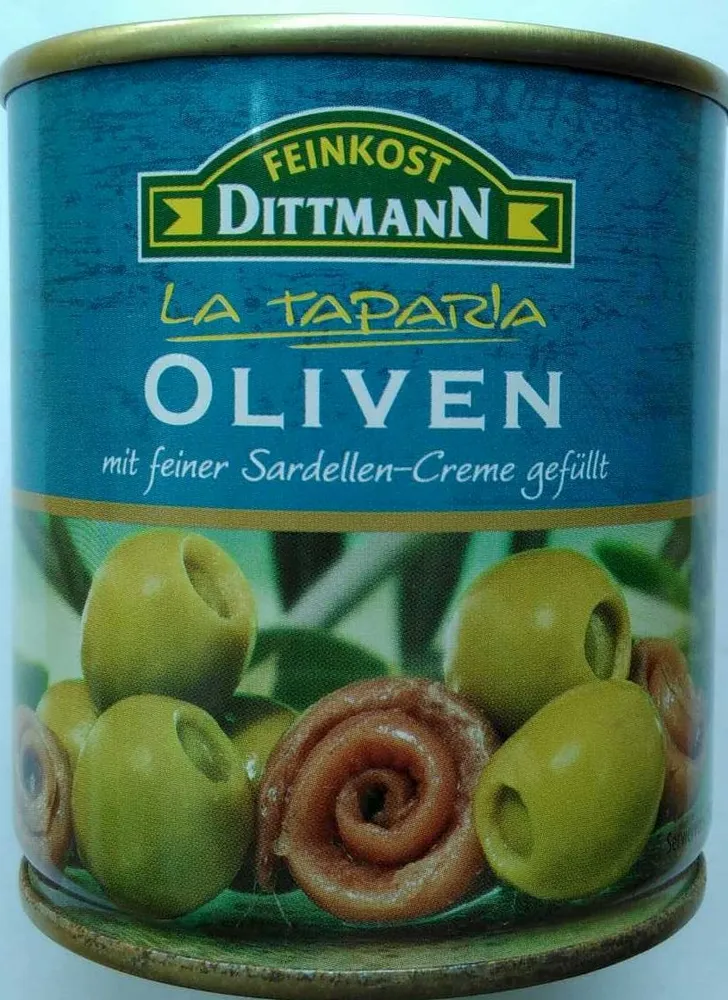 Oliven mit feiner Sardellen-Creme gefüllt