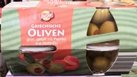 Griechische Oliven, grün, gefüllt mit Paprika