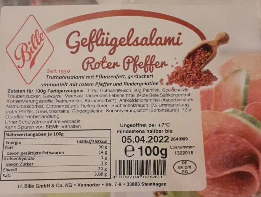 Geflügelsalami Roter Pfeffer