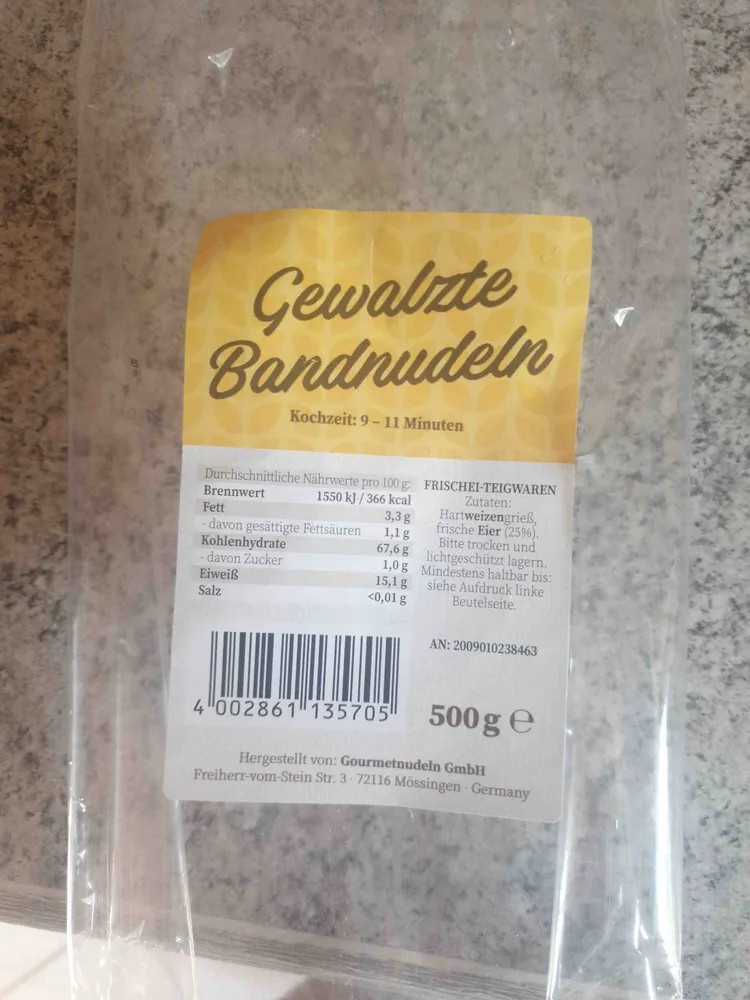 Gewalzte Bandnudeln