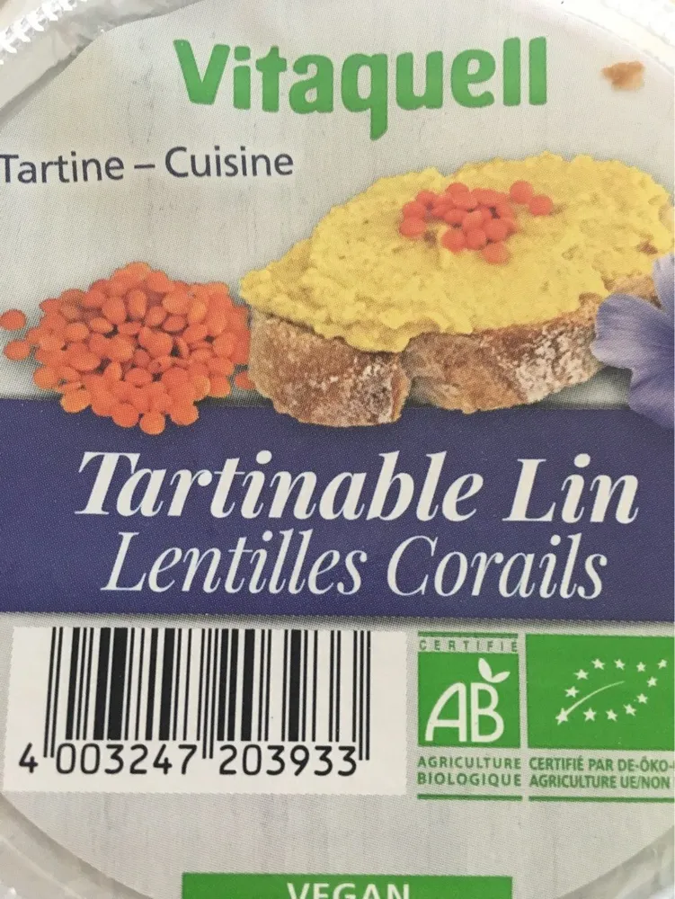 Tartinable Lin lentilles corails