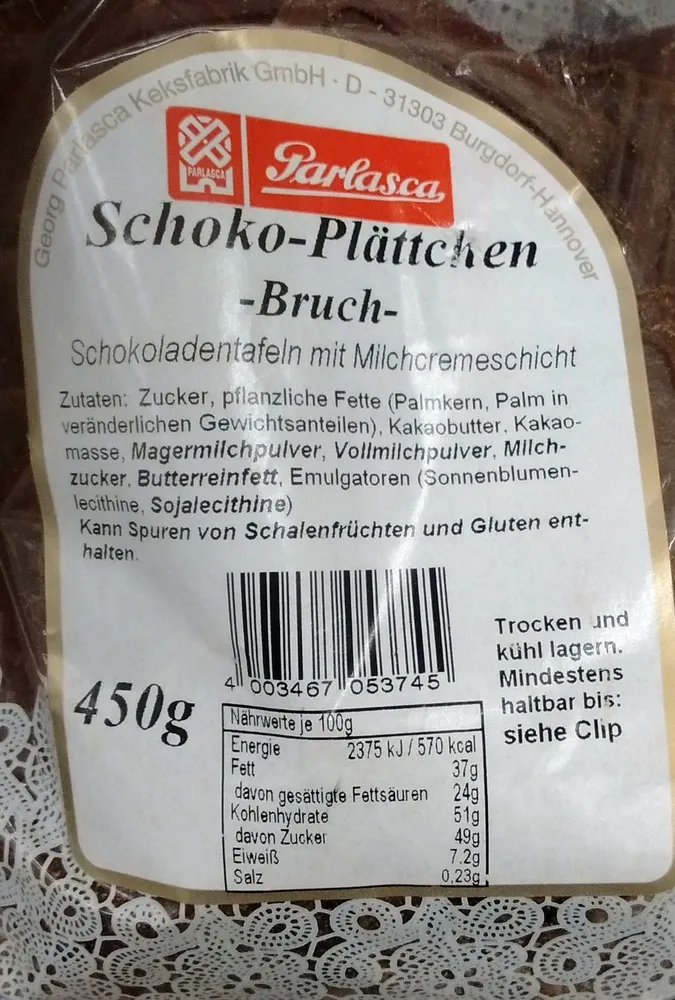Schoko-Plättchen Bruch