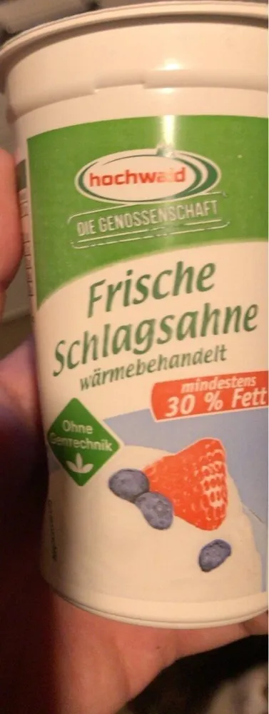 Frische Schlagsahne wärmebehandelt