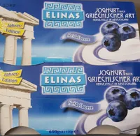 Elinas Joghurt nach griechischer Art - Heidelbeere 4003490323747 Joghurt nach griechischer Art mit Zucker und 8,1% Heidelbeeren, 9,4% Fett im Milchanteil. Aus Kuhmilch