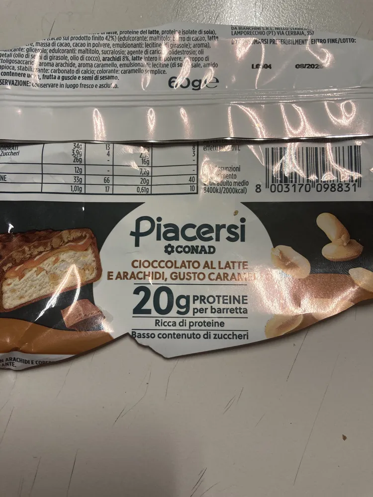 Barretta proteica piacersi con arachidi
