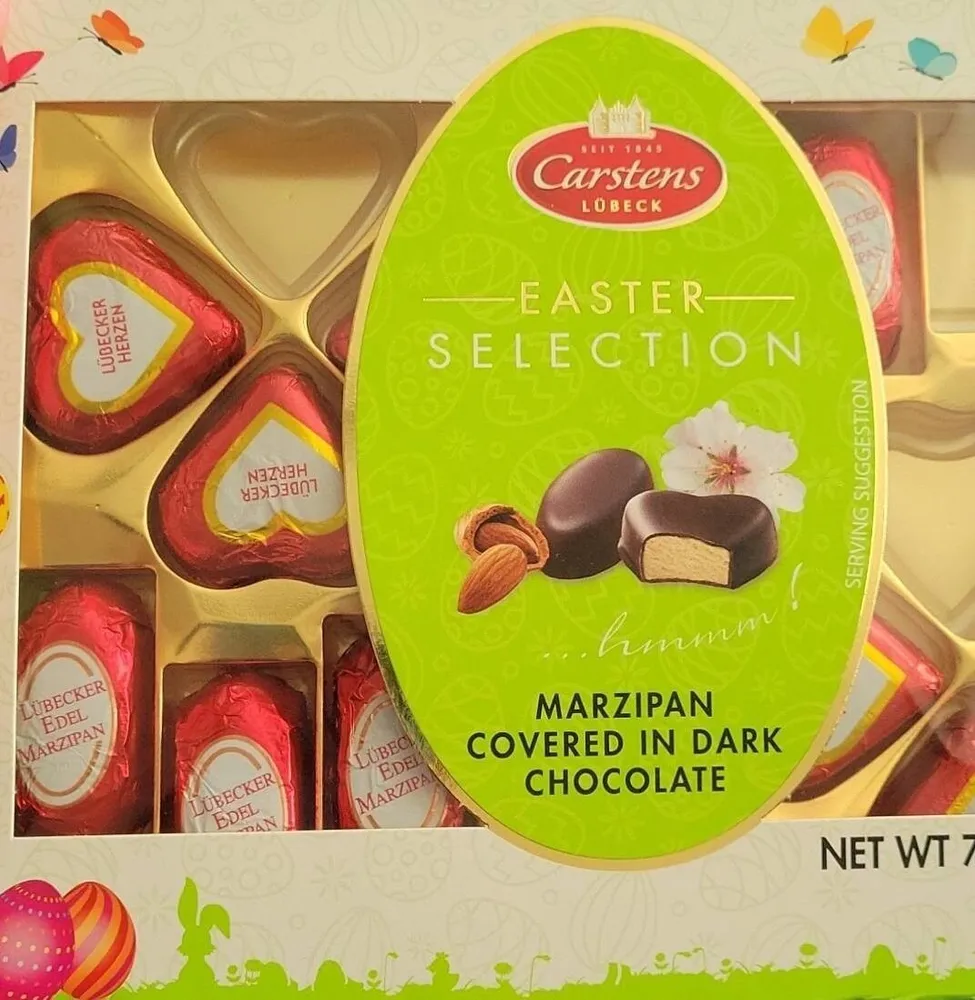 Marzipan covered in dark chocolate