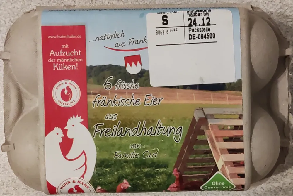 6 fränkische Eier aus Freilandhaltung