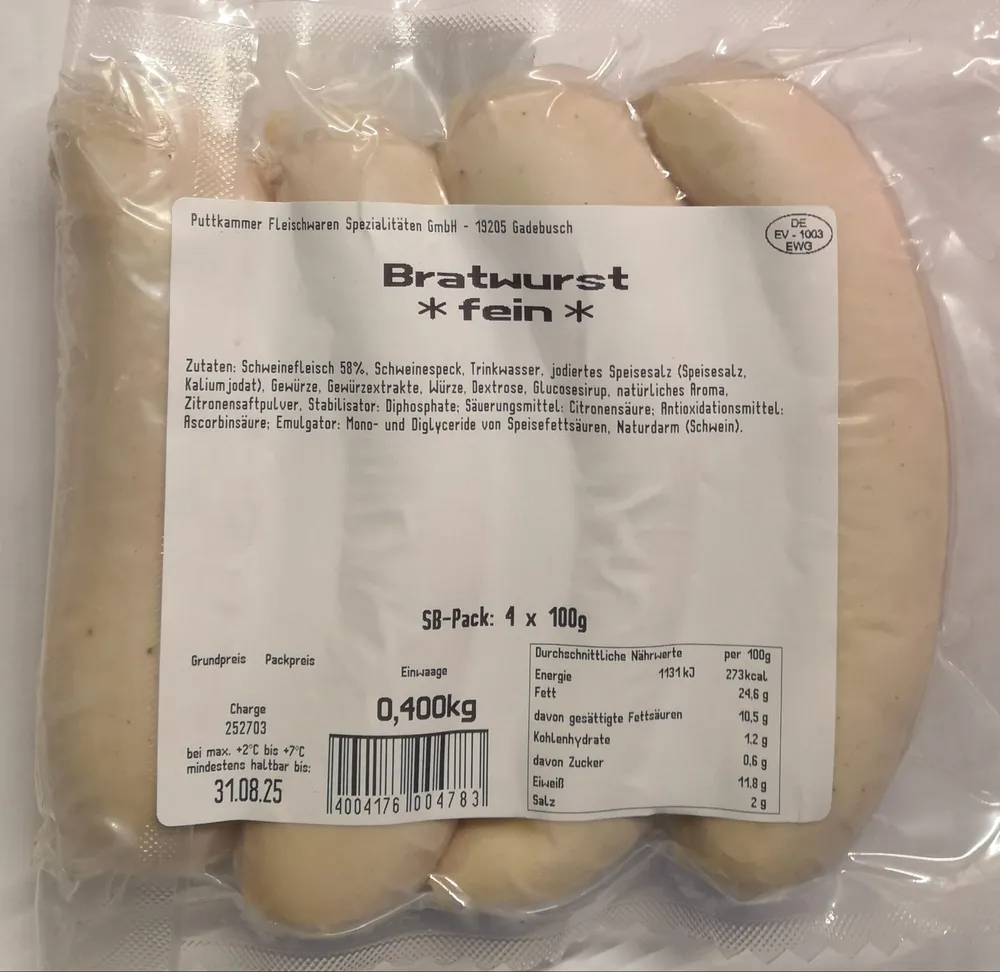 Bratwurst, fein