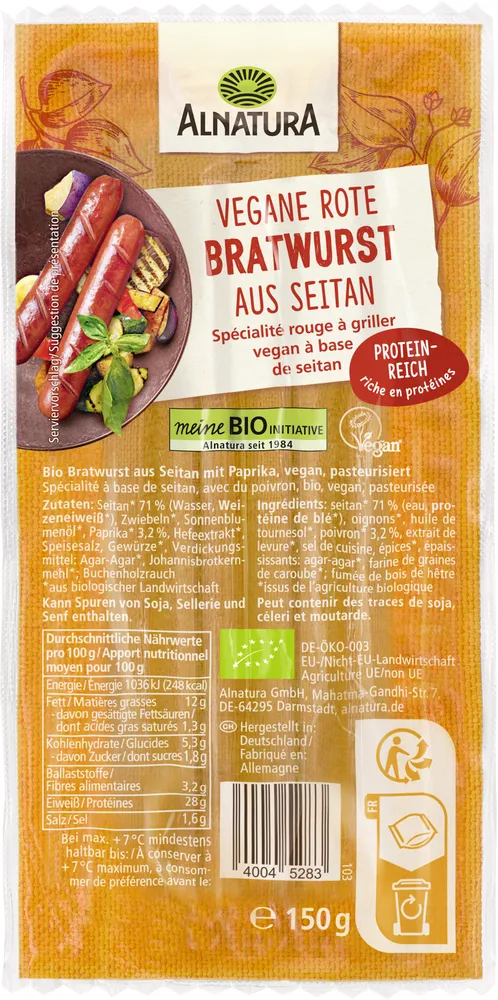 Rote Bratwurst aus Seitan