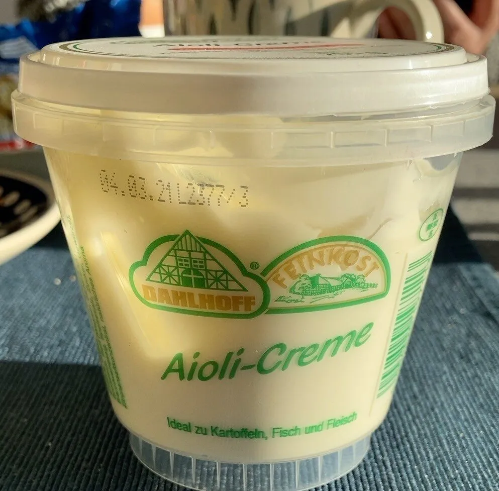 Aioli Dip von Dahlhoff Köstliche Knoblauch-Mayonnaisen-Creme nach spanischer Art. 250g Becher 1.99€ 1kg 7.96€