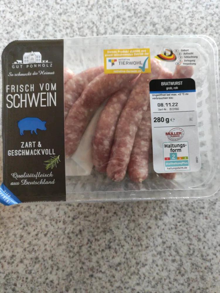 Bratwurst, grob, roh