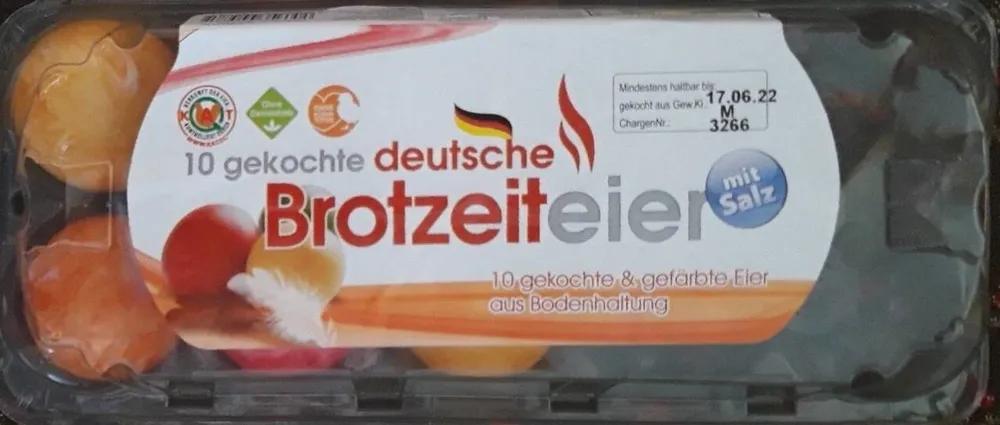 Gekochte deutsche Brotzeiteier mit Salz 4004953005781 Gekochte und gefärbte Eier aus Bodenhaltung