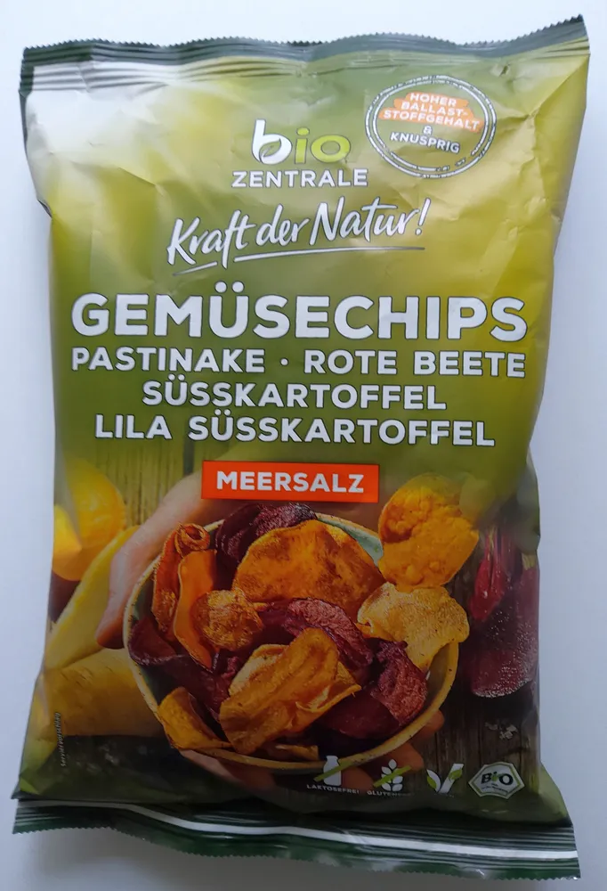 Gemüsechips – Pastinake, Rote Beete, Süßkartoffel, lila Süßkartoffel, Meersalz