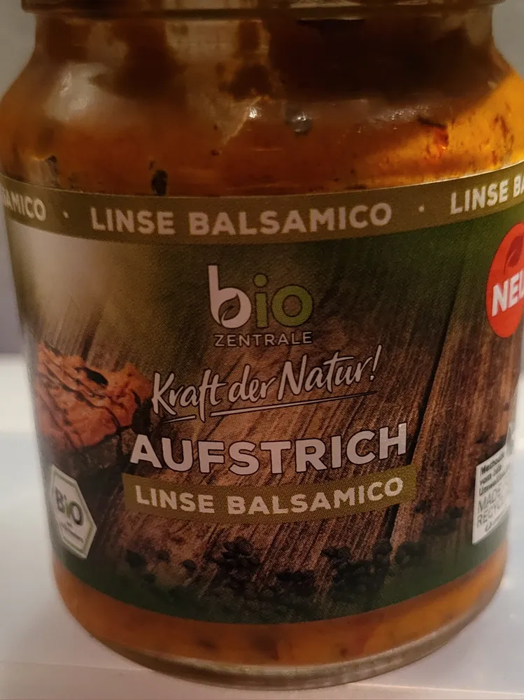 bio Zentrale Aufstrich Linse Balsamico 4005009102256 Pflanzlicher Brotaufstrich mit Linsen und Balsamicoessig