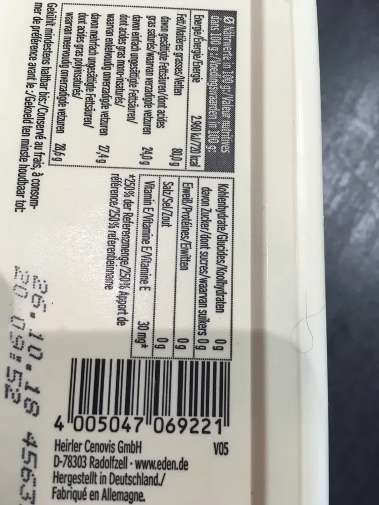 Margarine vegetale à l'huile de tournesol