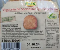 Vegetarische Spezialität Typ Fleischkäse
