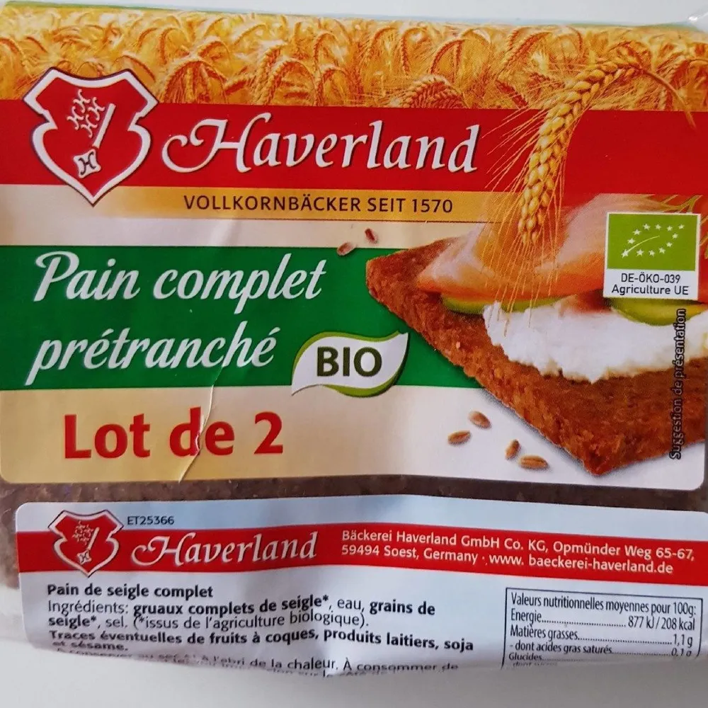 Pain complet pretranche bio