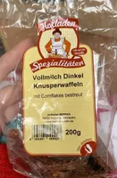 Vollmilch Dinkel Knuspereaffeln mit Cornflakes bestreut