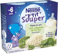 NESTLE P'TIT SOUPER Lait Légumes Verts Riz - 2 x 250ml - Dès 6 mois