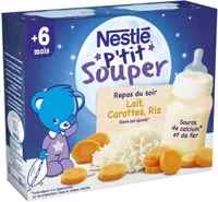 NESTLE P'TIT SOUPER Lait Carottes Riz - 2 x 250ml - Dès 6 mois