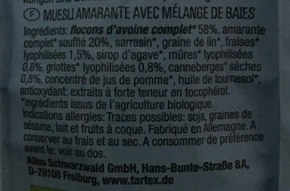 Tartex Fit & Vital Beeren Müsli