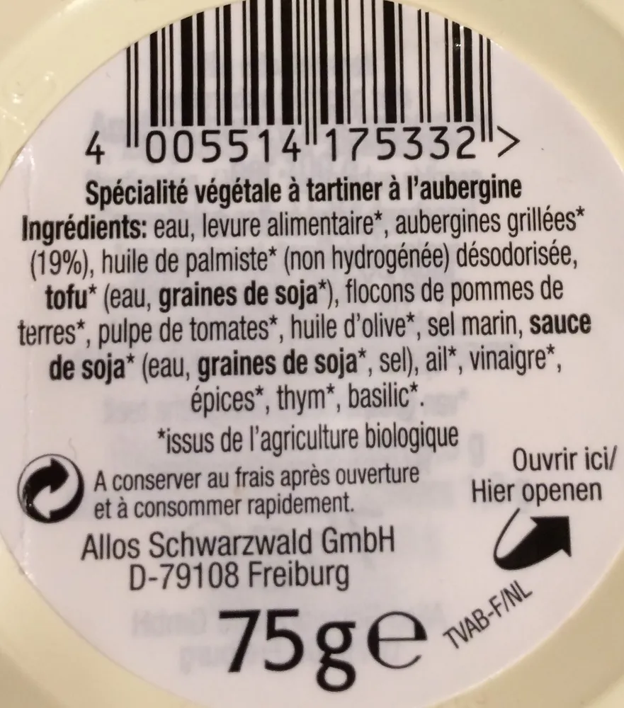 TARTEX AUBERGINES GRILLEES