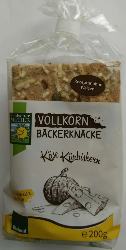 Vollkorn Bäckerknäcke Käse Kürbiskern