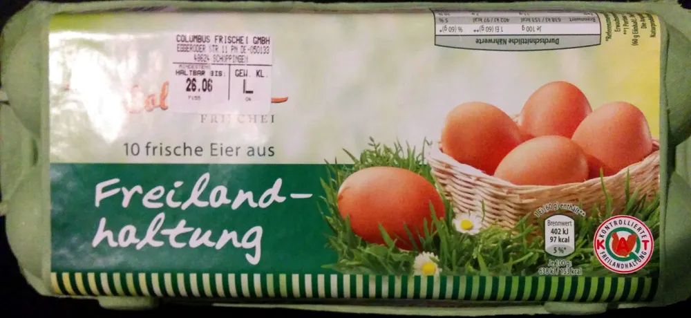 10 frische Eier aus Freilandhaltung