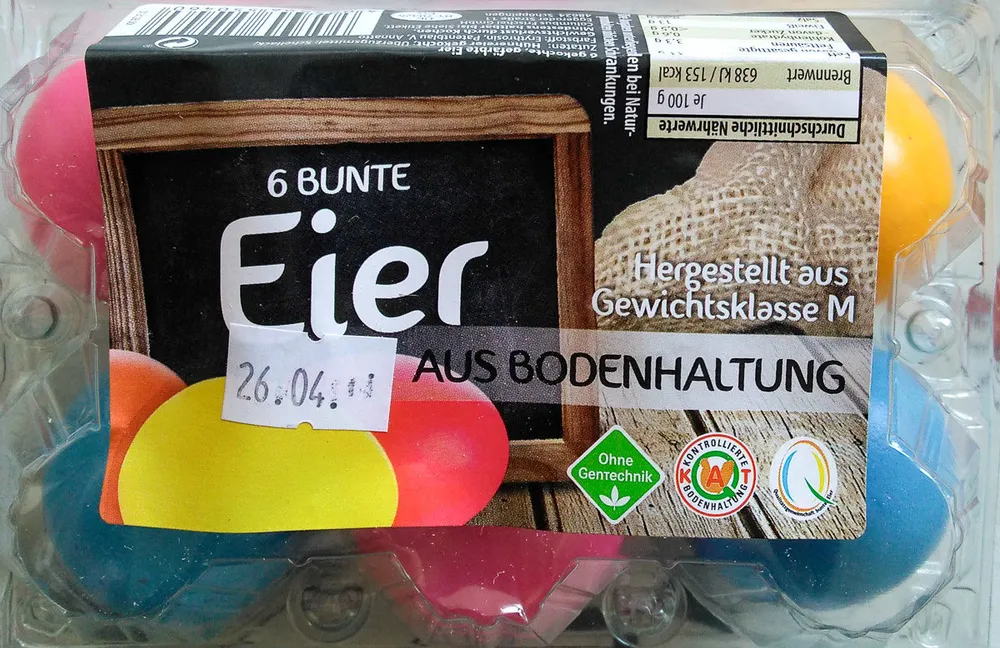 6 Bunte Eier aus Bodenhaltung