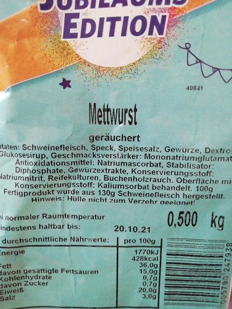 Mettwurst, geräuchert, Jubiläumsedition
