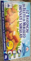 Bastoncini di filetti di merluzzo impanato e surget
