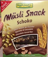 BARRE MUESLI AU CHOCOLAT 4X29G SANS HUILE DE PALME